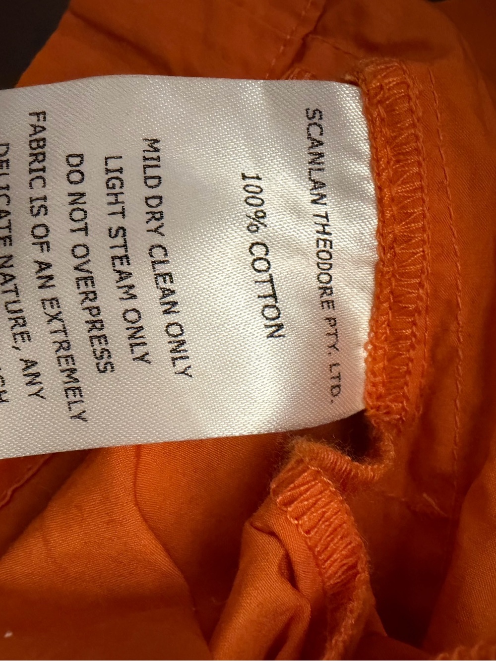 Scanlan Theodore Parachute Cotton Poplin Shorts Bright Orange Elastic Waist (129 - Picture 4 of 4